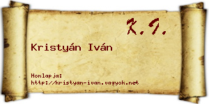 Kristyán Iván névjegykártya