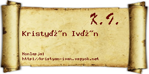 Kristyán Iván névjegykártya